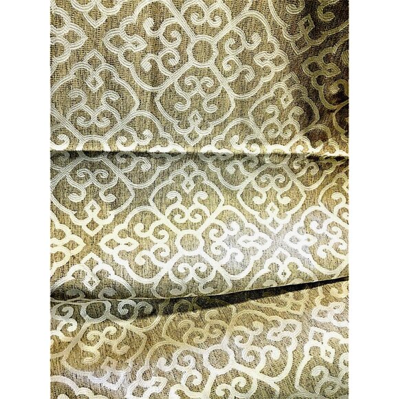 Robert Allen Geometric Floral Reversible Upholstery Fabric Beige White 56" x 63" - Picture 1 of 9